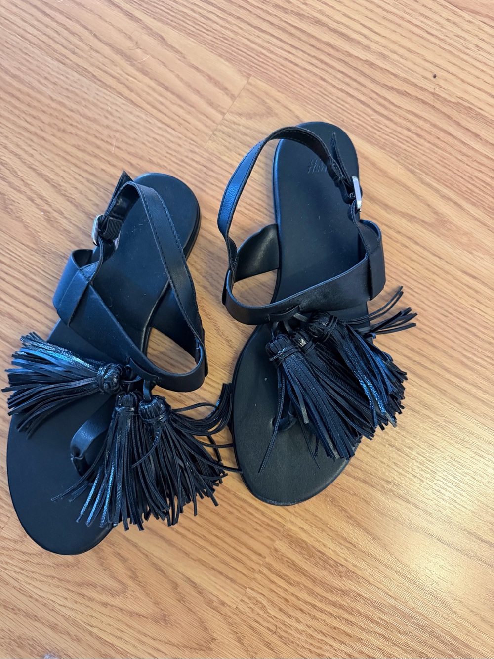 H&M Black Tassel Slingback Sandals - Women